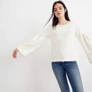 Madewell Texture & Thread Shirred-Sleeve Top Cream Women’s size large
